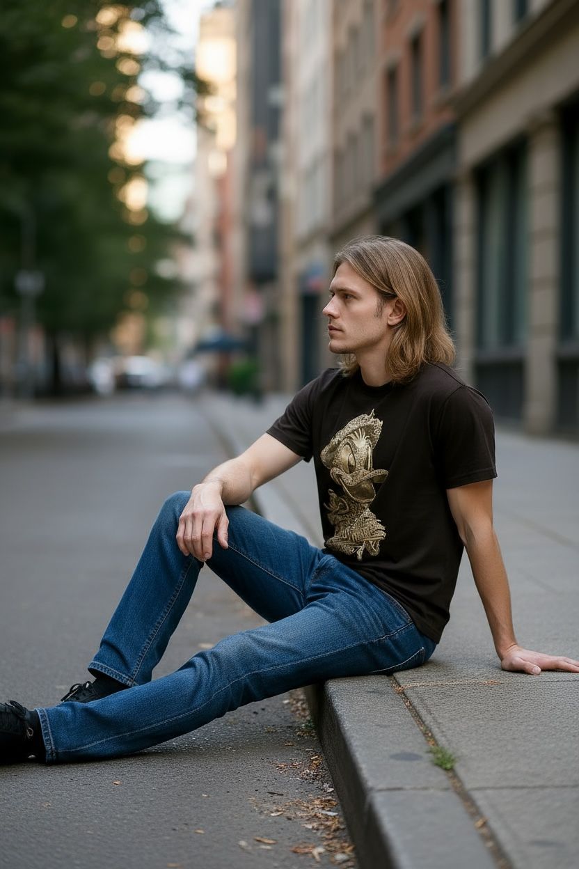 Men’s Artistic Duck Graphic Tee – Premium Polycotton Blend