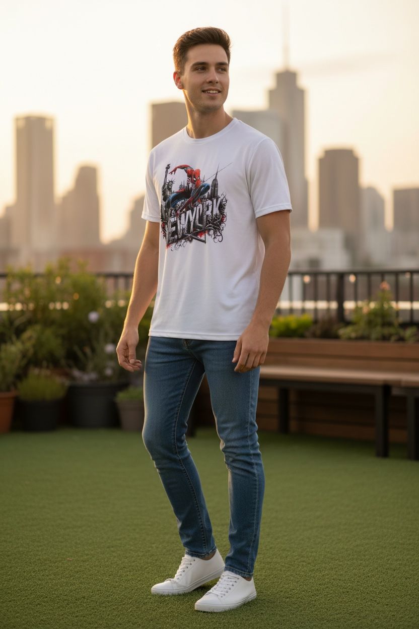 Spider-Man "New York" Graphic Printed T-Shirt.
